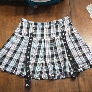 Hot Topic Pink and Black Plaid Skirt